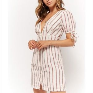 Red striped V-neck dress